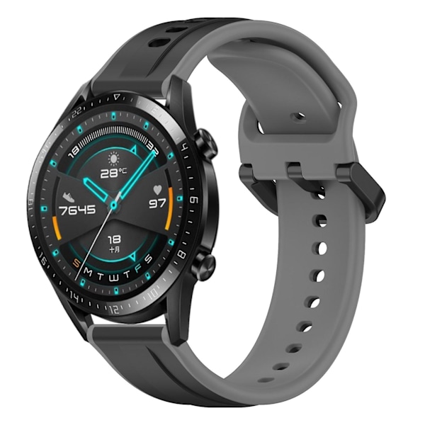 Convex Loop Silicone Strap For Huawei Watch GT2 42mm Black Grey