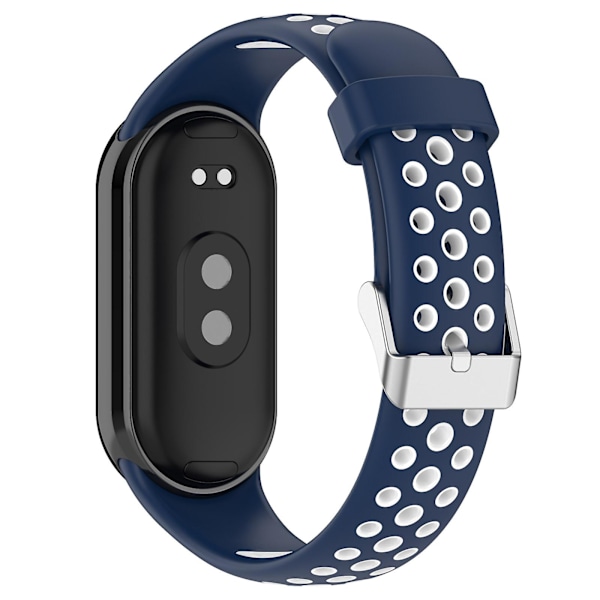 Dual-farvet silikoneurrem til Xiaomi Smart Band 8, med rustfrit stål-stik Blue White