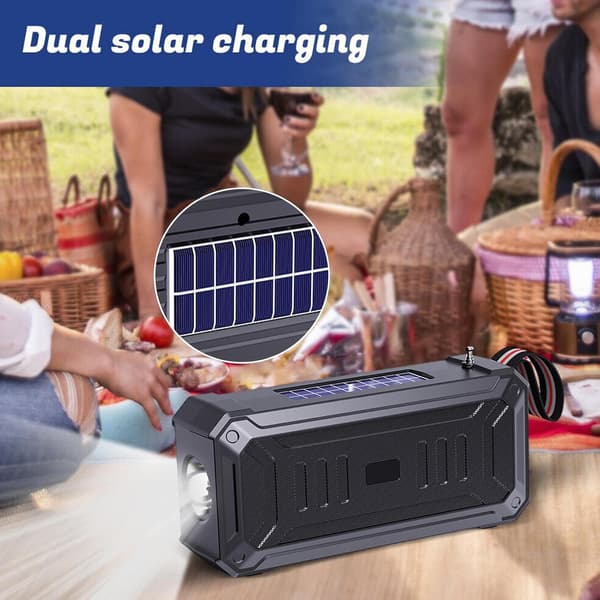 Bluetooth-høyttaler med solcellepanel, for fotturer, reiser og utendørs (Khaki)