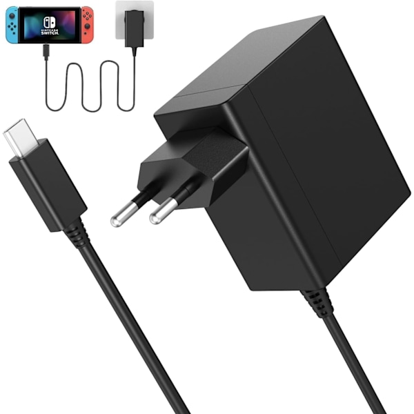 Lader for Nintendo Switch/Switch Lite/OLED/Dock/Pro Controller 39W USB C 15V/2.6A Adapter