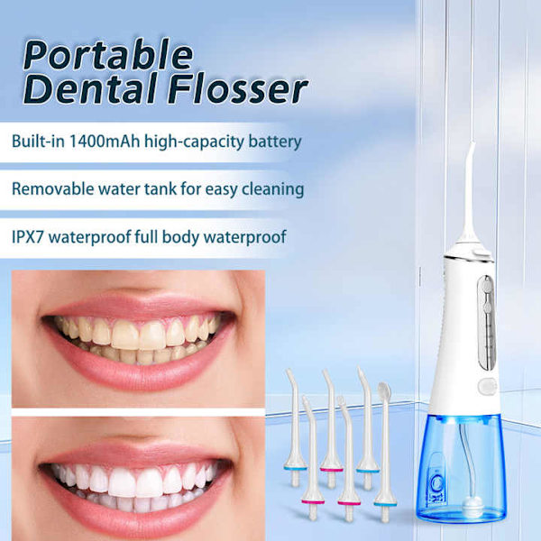Oral Irrigator - 6 Munstycken 4 Motoriserade Spolningslägen 300ml