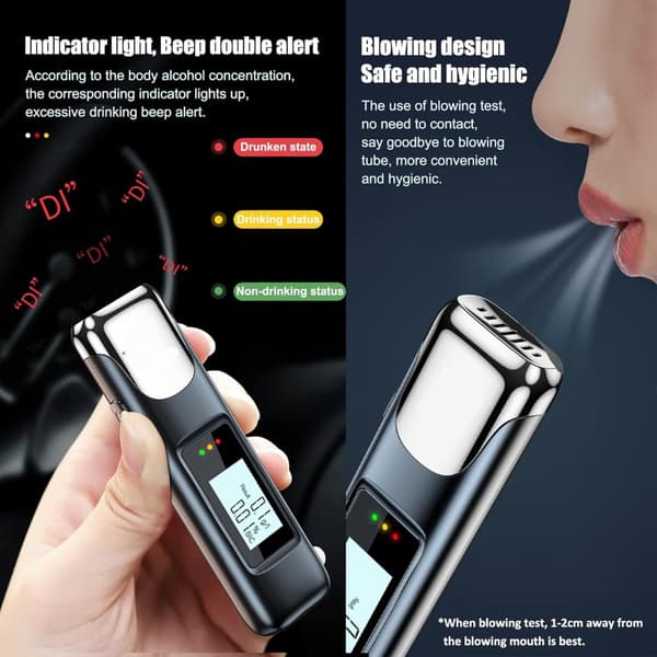 Alkomätare med LCD-display Alkoholdetektor, Högprecision Hörbart Larm