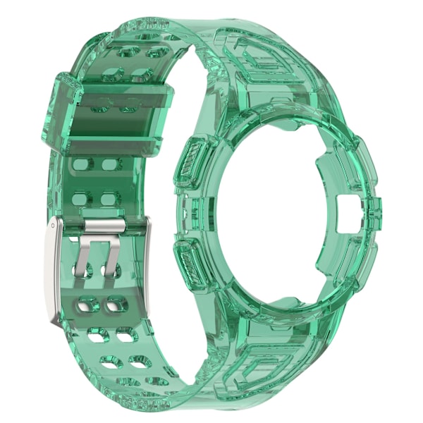 Silikone Watch Band Udskiftningsrem til Samsung Galaxy Watch4 44mm, med Integreret Watch Case Transparent Green