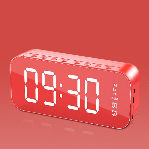 Monitoiminen LED-digitaalinen herätyskello, Azultooth-kaiutin, yöpöydän valaiseva elektroninen musiikkilaatikko Red