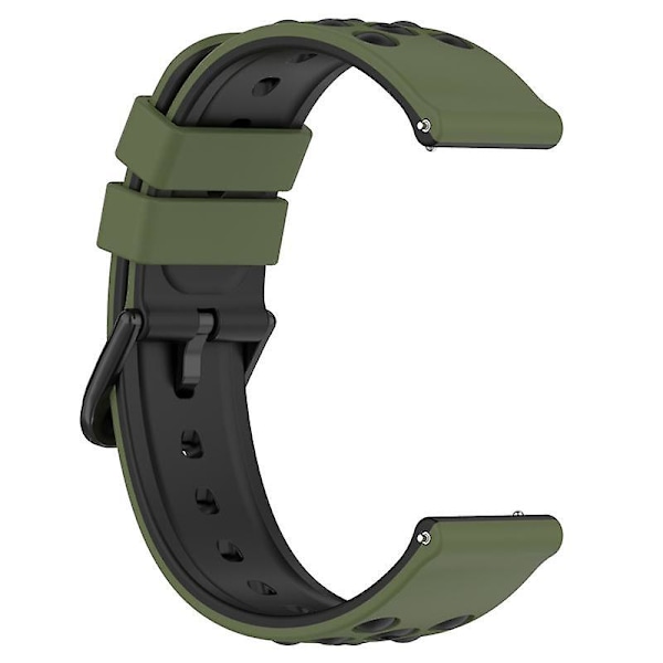 For Samsung, Huawei, Huami, Garmin, Polar Watch Strap 22mm Watch Band med flere runde hull Army Green Black H Garmin Forerunner 255