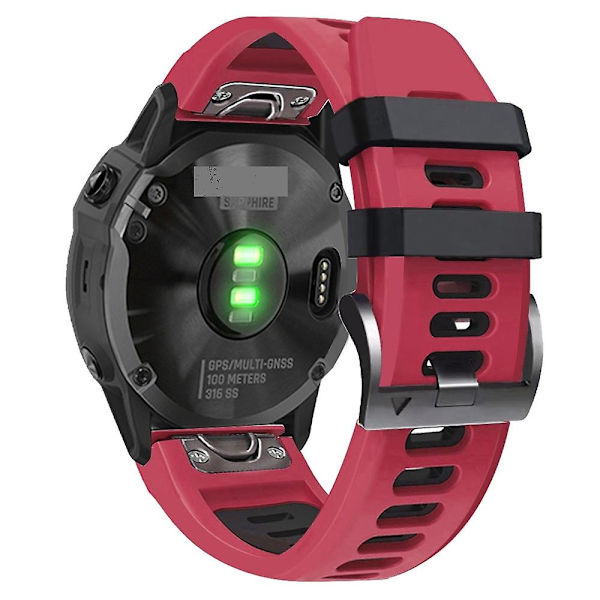 26mm watch för Garmin Fenix ​​7x Red Black