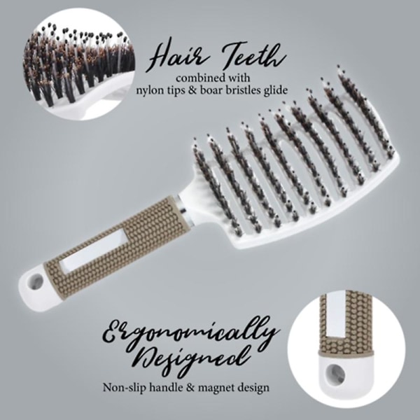 Detangling Nylon Bristle Brush Detangle Hairbrush Kvinner Hår Hodebunn Massasje Kam Brush Pink