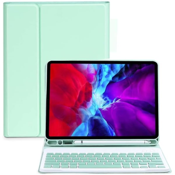 Bluetooth Tastatur Taske Til Ipad Aftageligt Slim Cover Indbygget blyantholder green 10.5 inch