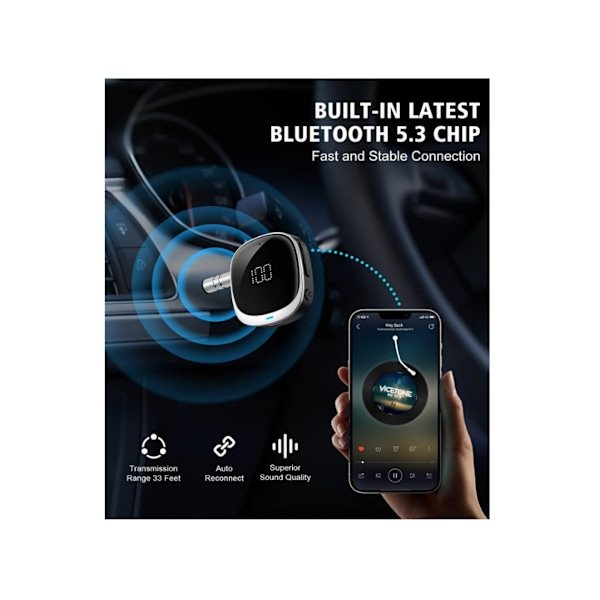 Bluetooth 5.3 Autoadapteri 3,5 mm Aux Bluetooth -adapteri