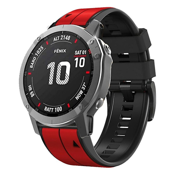KLB-ZWGJ-001 För Garmin Fenix 7 / 7 Pro Silikon Armband QuickFit 22mm Tvåfärgat Armband Red Black
