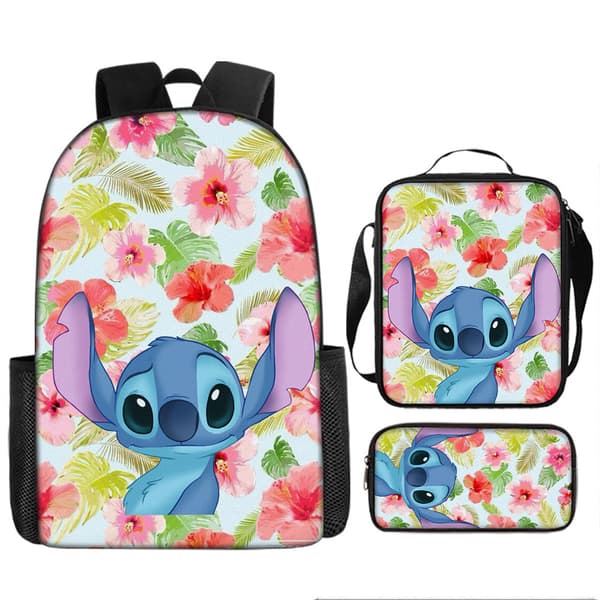 3 kpl Stitch-reppusettejä olkalaukulla ja penaalilla (18)