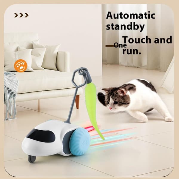Legetøj til kat og hund, interaktiv billegetøj, USB genopladelig (orange)