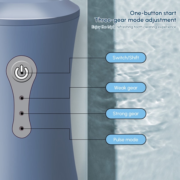 Oral Irrigator - Sladdlös tandrengörare, med 4 munstycken och 200 ml tank, rosa