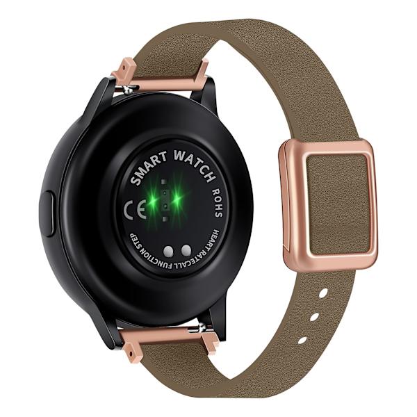 20mm Läderklockarmband för Samsung Galaxy Watch6 Classic 47mm 43mm, med magnetiskt viklås Tan Rose Gold Buckle