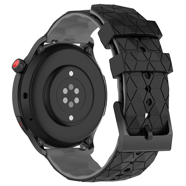Klokkearmbånd for Huami Amazfit GTR 4 46mm, Fotballmønster Dual-color 22mm Silikonklokkebånd Black  Grey