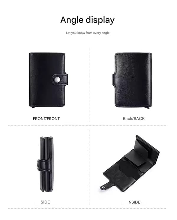 Rfid-suojattu ponnahdusluottokorttikotelo nahkalompakko (musta)