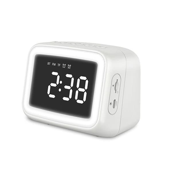 Bluetooth-høyttaler Bt511 Speilklokke Nattlys Fm Stereo (Hvit)