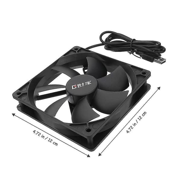 2 stk. 12 cm USB-køleventilator Stille ventilator med høj luftstrøm til router bærbar harddisk TV-boks (sort)