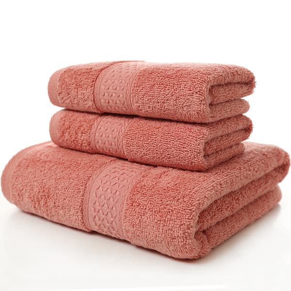 Sæt med 3 håndklæder, 100% bomuld, absorberende ren (vermilion)