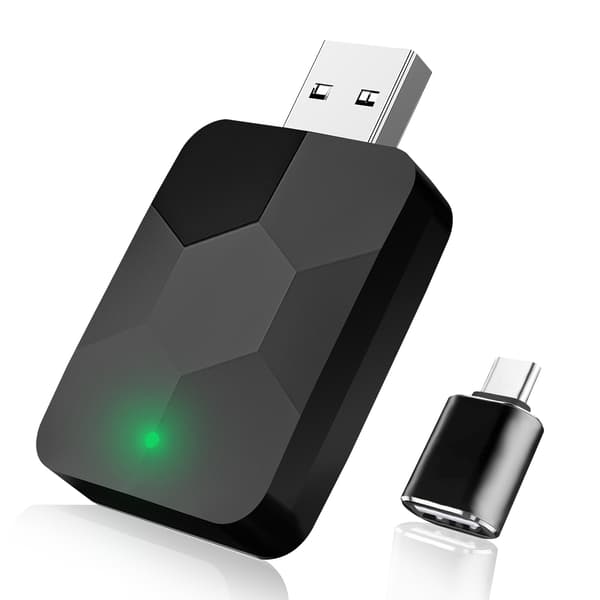Trådløs Carplay-adapter, 2-i-1 ministørrelse Carplay & Android Auto, Plug & Play, hurtig automatisk forbindelse