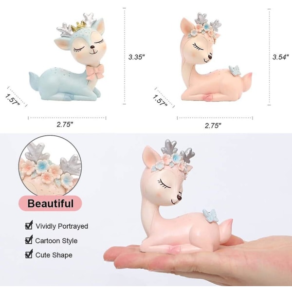 2 Pack Deer Cake Topper Hartsi Eläin Figuriini Työpöytäsisustus Syntymäpäivän hääkoristeet