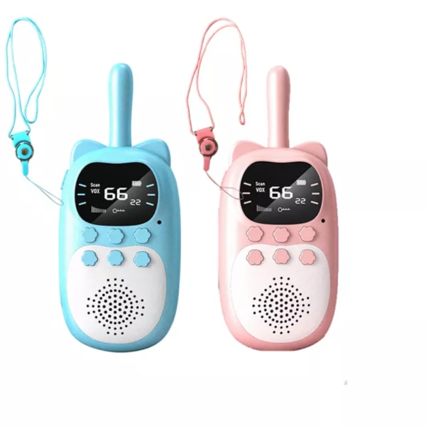 2 stk Walkie Talkie Børn Genopladeligt 1000mAh batteri Transceiver Trådløs Børnetelefon Talende Børn Fødselsdagsgaver Dreng Pige blue pink