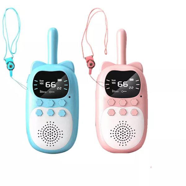 2kpl Walkie Talkie Kids Ladattava 1000mAh Akku lähetin-vastaanotin Lasten Langaton Puhelin Puhuva Lasten Syntymäpäivälahjat Poika Tyttö blue pink