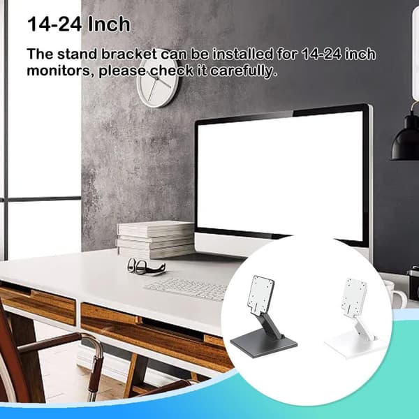 Understøttelse til skærm, montering 75x75mm & 100x100mm, passer til 10-27 tommer LCD Touch (hvid)