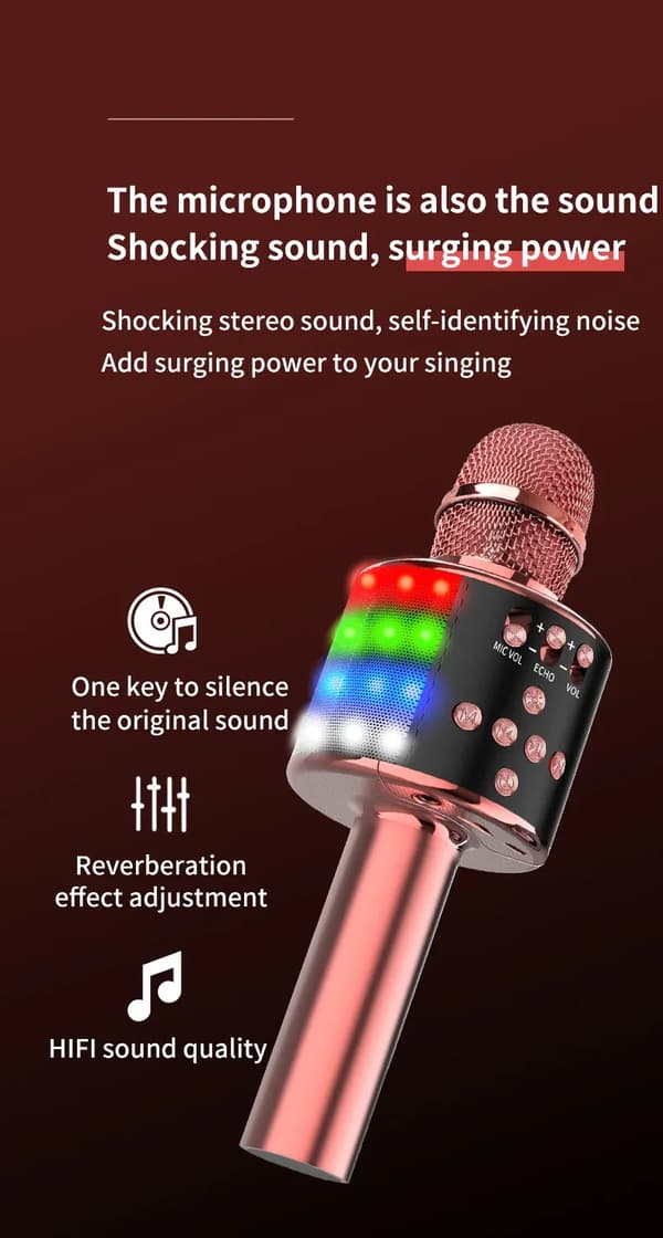 Trådløs Bluetooth Karaoke-mikrofon med 5 magiske stemmeskifter-effekter Black