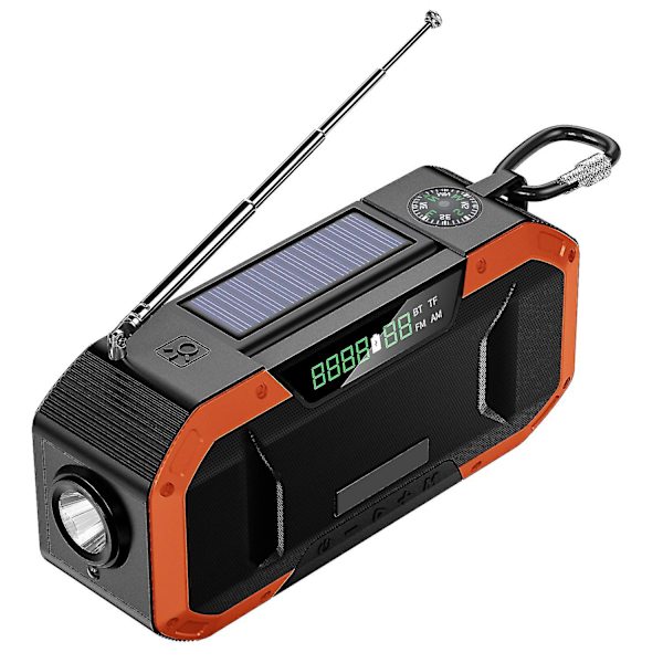 Bærbar nødradio Am/fm håndsving-radio med lys lommelygte Sos Alarm og 5000 mah Power Bank Fm digital radio Orange