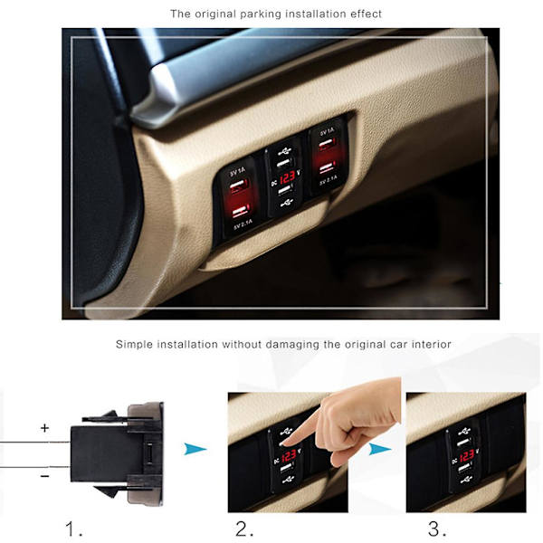 3623mm 12v 24v Dobbel USB Billader Socket Voltmeter Strømadapter For Honda