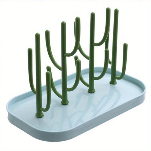 Plassbesparende flaskeholder med kaktusdesign og base - Holder flere flasker (Blå)