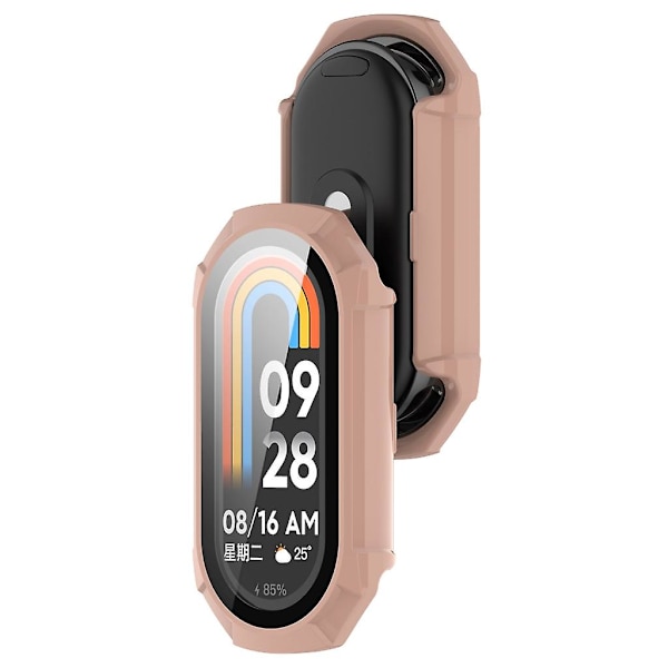 För Mi-Band 8 Full Edge-Screen Protector Case Watch Bumper-Shell Dammtätt cover Cherry blossom powde