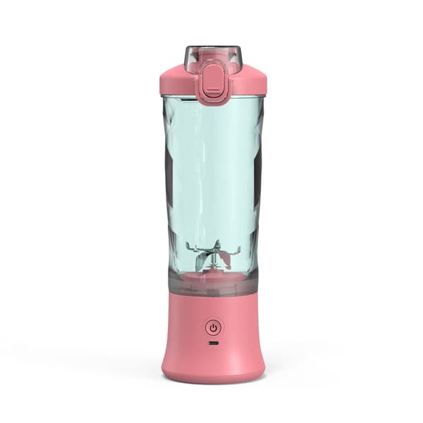 Juicer 600 ml, blender diamantformet juicekop med 6 knive (pink)