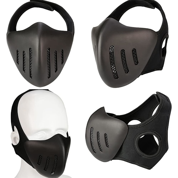 Cyklist Halv Ansigt Metal Mesh Beskyttelsesmasker (Sort)