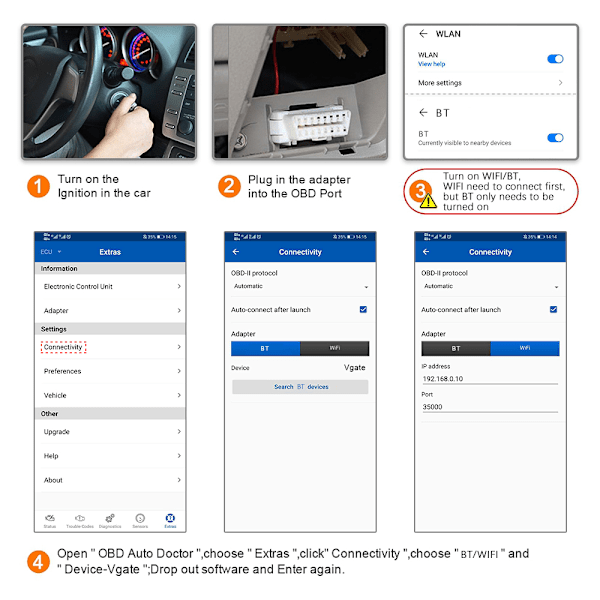 Vgate iCar Pro ELM327 V2.3 Bluetooth 4.0 For IOS/Android OBD2 Auto Scanner WIFI OBD Bildiagnoseverktøy iCar Pro BT4.0