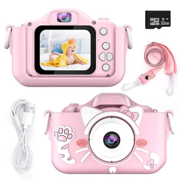 Lasten kamera tytöille ja pojille, lasten digitaalinen kaksoiskamera 2,0 tuumaa