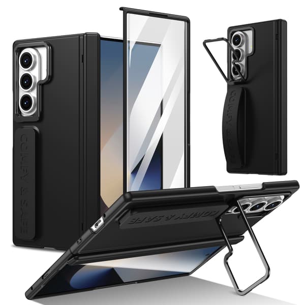Fodral till Samsung Galaxy Z Fold 7, med handledsrem och linsstativ Black