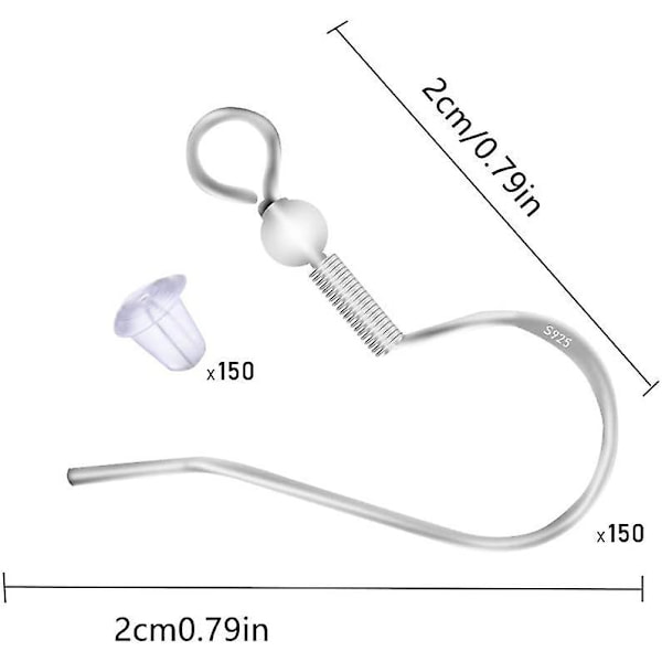 100 stk. 925 Sterling Sølv Øreringekroge, Øreringsfund Hypoallergen