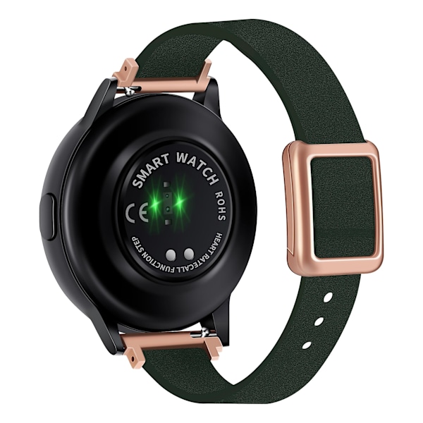 20mm læderrem til Samsung Galaxy Watch6 Classic 47mm 43mm, med magnetisk foldespænde Dark Green Rose Gold Buckle