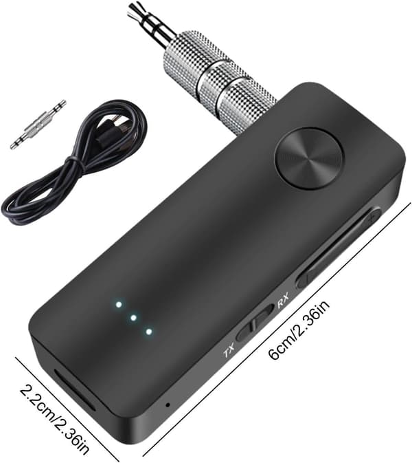 Bluetooth-mottaker 2-i-1 kompatibel 5.3 trådløs musikkadapter