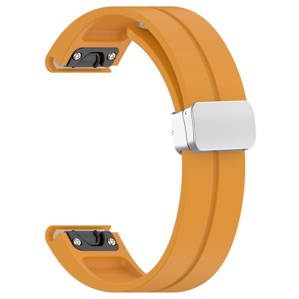 Silikon 26mm Fällbart Silver Spänne Klockarmband För Garmin Fenix 7x/7x Solar/tactix 7 Pro Dark Yellow