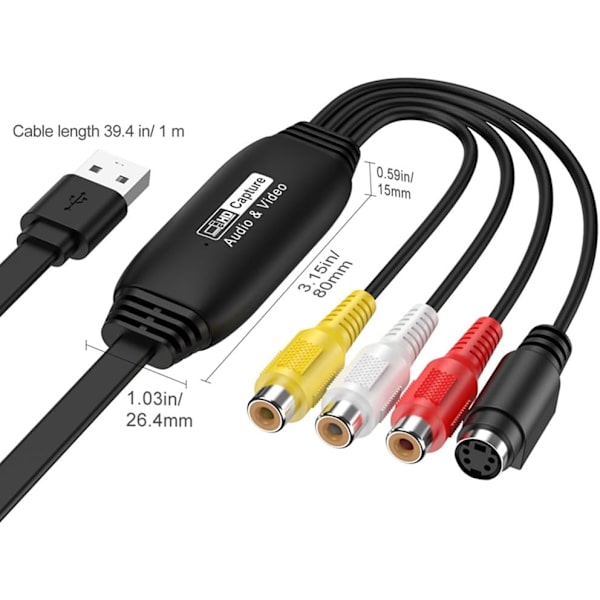 Usb-videokaptuerkort, drivrfri Av-signalkapturdatainsamlare, för 1080Pwin-system, Windows, Mac Os, Linux, Obs/Potplayer/Quicktime/Xsplit, etc.