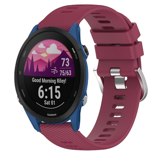 Enfärgat silikonarmband till Garmin Forerunner 255S Wine Red