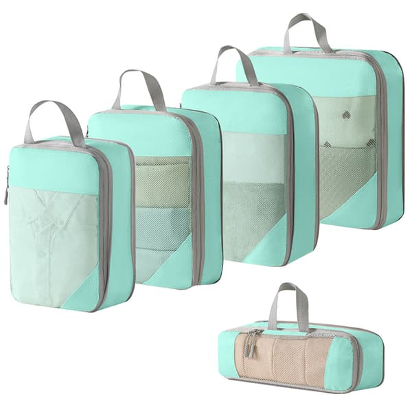 Resväska Organisationsväska Set, Komprimerat Nät 5-pack (Sjöblå)
