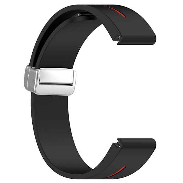 20mm Dubbelfärgat Silikon Magnetiskt Silver Spänne Klockarmband För Samsung Galaxy Watch 6/6 Classic/5/4 Black Red