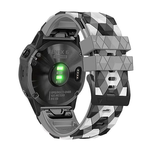 Silikonarmband med fotbollsmönster för Garmin Fenix 7/Descent G1/Epix Gen2, 22 mm TPE-klockarmband Grey