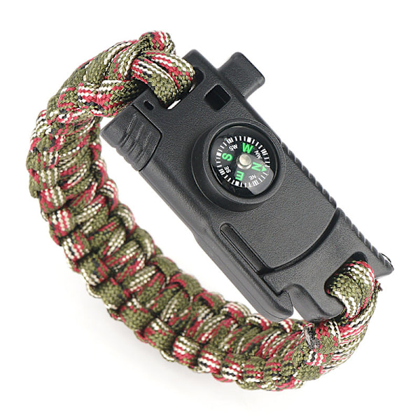 Paracord-ranneke - Paracord-terä - Pilli - Kompassi (Metsänaamiointi)