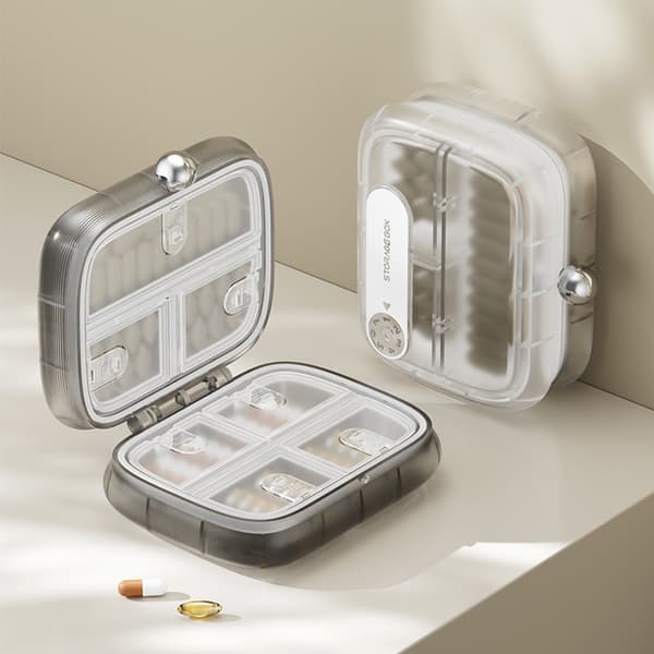 Pilleboks, 7-dagers pilleorganisator for kosttilskudd og vitaminer Translucent white