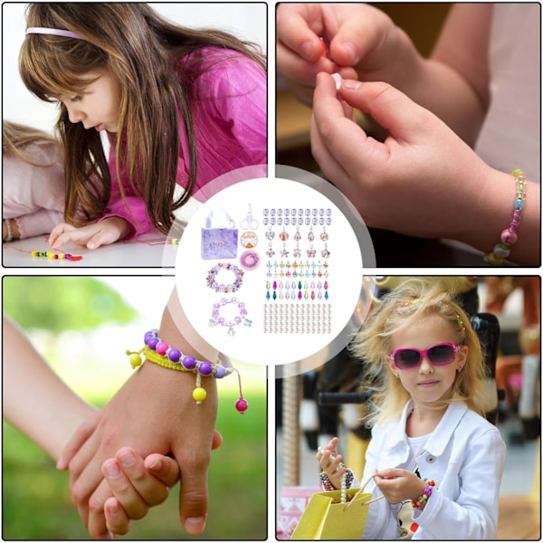 Armband för DIY, 3 armband 60 hängen Söta glittrande kristallpärlor Presentförpackning (Blå)